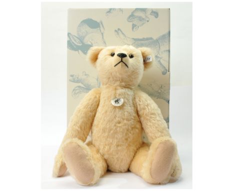 Steiff Margarete's teddy bear replica 1909, white tag 400520, LE 1909, 2008, light blonde mohair, tilt growler, chest tag, ce