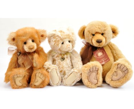 Charlie Bears trio including: (1) Mikey Show Special Plumo teddy bear ("Plumo" means this bear is part mohair and part plush-