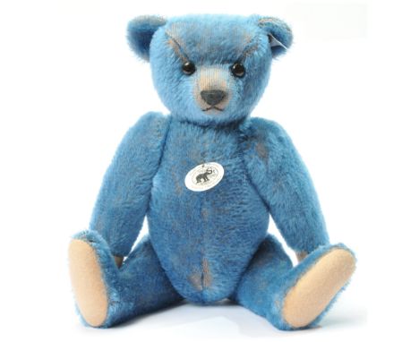 Steiff 1908 replica blue mohair teddy bear, white tag 403002, LE 1908, 2009, with chest tag and certificate, Mint, within Min