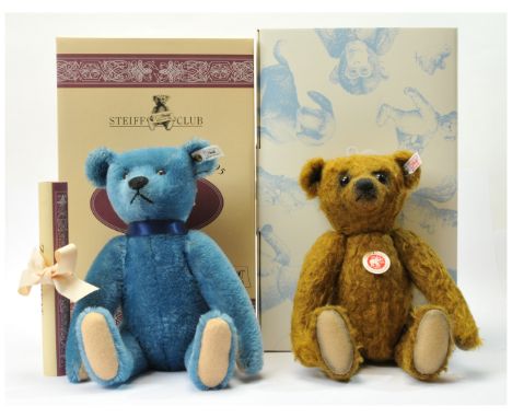 Steiff teddy bear pair including: (1) Original Club Edition teddy bear, 1908 blue 35 replica, white tag 420047, LE 1994-1995,