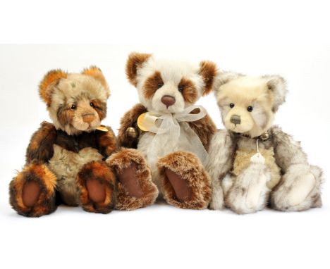 Charlie Bears panda bears x three includes: (1) Tigga Plumo panda bear ("Plumo" means this bear is part mohair and part plush