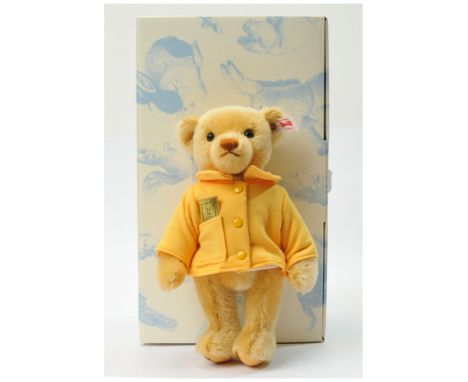 Steiff Charlie Bucket (from Charlie and The Chocolate Factory), white tag 663420, LE 1916, blonde mohair, yellow jacket which