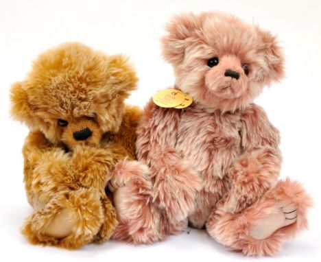 Charlie Bears pair designed by Heather Lyell including: (1) Angela teddy bear, CB104705, blush pink with white tipping plush,