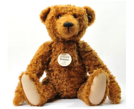 Steiff teddy bear replica 1906, white tag 404405, LE 1906, red brown mohair, chest tag (creased), with certificate, Excellent