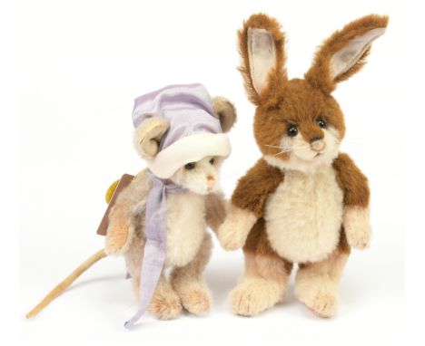 Charlie Bears Minimo pair including: (1) Hoppity Hop rabbit, MM 135288, LE 2/2000, designed by Isabelle Lee, brown and beige 