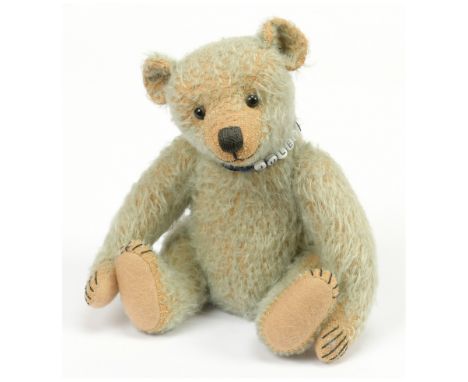 Frank Webster Originals Jules teddy bear, artist designed by Frank Webster, OOAK, light blue mohair on beige backing, felt pa