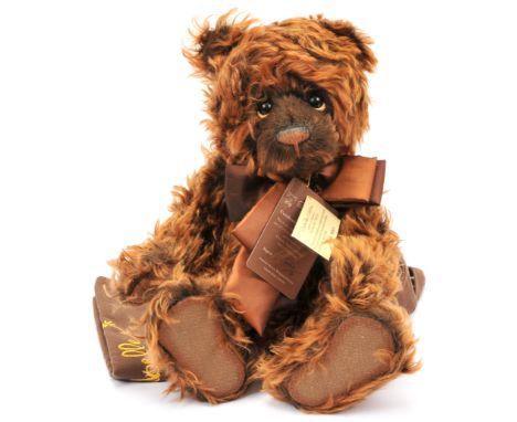 Charlie Bears Isabelle Collection Rebus teddy bear, LE 284/300, 2012, designed by Isabelle Lee, dark brown mohair with light 