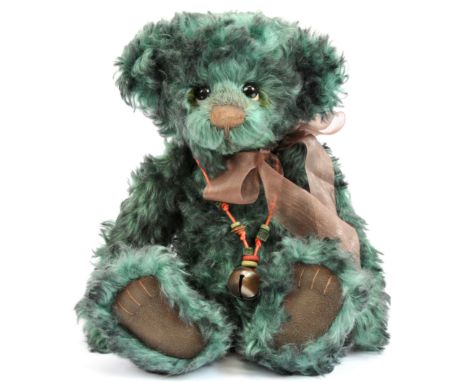 Charlie Bears Fiddlestick Isabelle Collection teddy bear, SJ 5078, LE 193/300, 2012, green mohair with black tip, with swing 