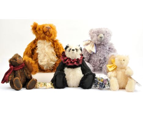 Cotswold Bear Co. teddy bears x five including: (1) Seville, designed by G. Gyllenship, LE 100, cinnamon and cream mohair, fu