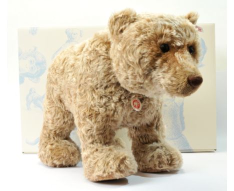 Steiff Grizzly Bear, white tag 036361, LE 1000, caramel white tipped mohair, jointed neck, chest tag, certificate, INSECT DAM