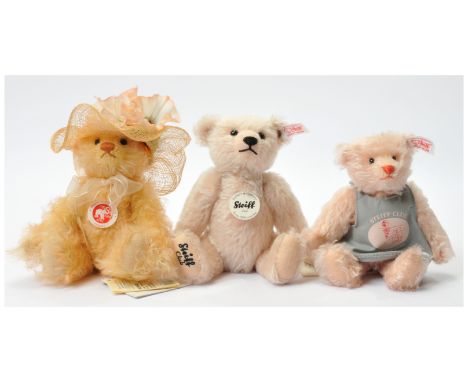 Steiff teddy bear trio including: (1) Steiff Club Event bear 2006 the bear garden, white tag 420580, LE, pale pink mohair, gr