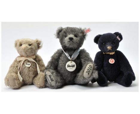 Steiff teddy bear trio including: (1) Event bear 2020, white tag 421624, LE to the year 2020, grey mohair, pink stitched nose