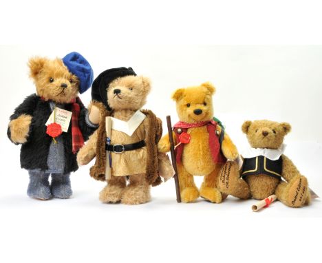 Teddy-Hermann teddy bears x four including: (1) William Shakespeare bear, celebrating his 450th birthday, LE 450, blonde moha