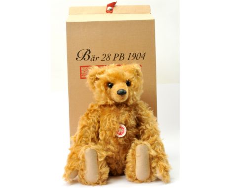 Steiff Bear 28 PB 1904 Replica, white tag 404115, LE 7000, golden mohair, wooden shoe button eyes, sealing-wax nose, certific