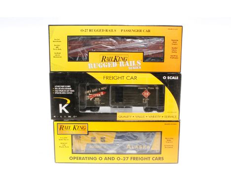 2 Rail King/MTH und K-Line Wagen, Spur 0, je im OK, Z 3
