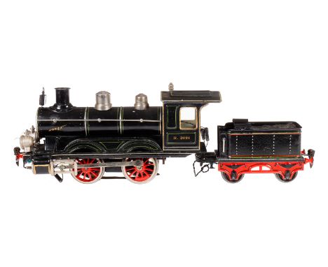 Märklin B-Dampflok R 3021, mit 2A-Tender, Spur 1, Starkstrom, uralt HL, Kippschalter im Führerhaus, leiche Alterungs- und Geb