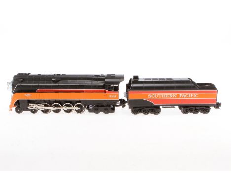 MTH 2-D-2 Schlepptenderlok ”4449 SP”, Spur 0, elektr., schwarz/rot/orange, Alterungsspuren, Z 3