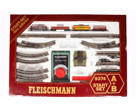 Fleischmann Start-Set 9374, Spur N, weitgehend komplett, Alterungsspuren, im tw besch. OK, Z 3