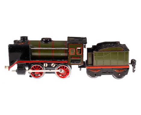 Märklin B-Dampflok R 12880, Spur 0, elektr., oliv/schwarz, mit Tender und 1 el. bel. Stirnlampe, LS und gealterter Lack, Z 3