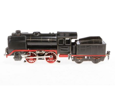 Märklin B-Dampflok R 66/12910, Spur 0, elektr., schwarz, mit Tender und 2 el. bel. Stirnlampen, Kleinteile tw NV, Z 4