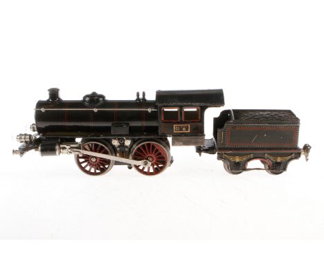 Märklin B-Dampflok R 65/13041, Spur 1, elektr., schwarz, mit Tender und 2 el. bel. Stirnlampen, LS tw ausgeb., gealterter Lac