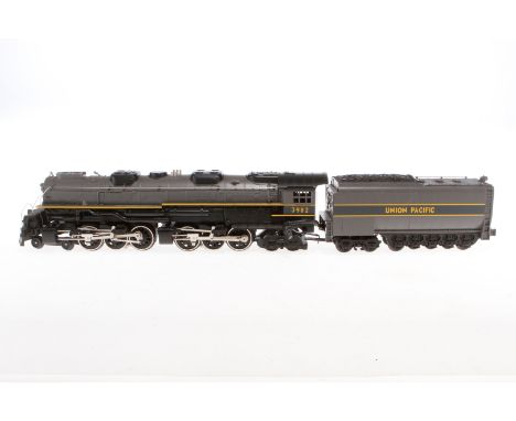 Rail King/MTH 2-C-C-2 Schlepptenderlok ”3982 UP” 1107, Spur 0, elektr., grau/gelb/schwarz, Alterungsspuren, im OK, Z 3