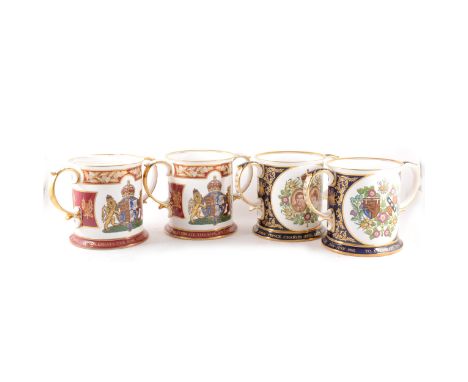 Two Spode bone china commemorative Loving Cups, to celebrate the 80th Birthday HM Queen Elizabeth, The Queen Mother, numbered