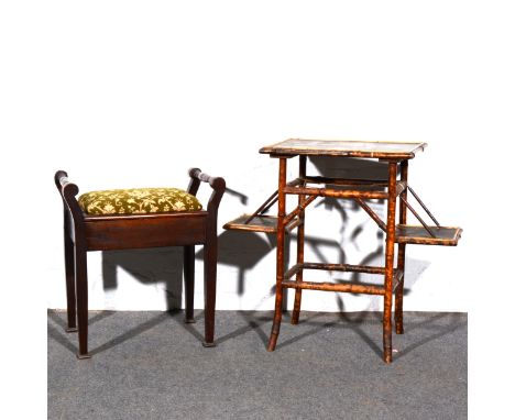 A Victorian bamboo occasional table with drop leaves; and box-seat piano stool.&nbsp;