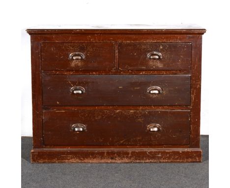 Victorian mahogany chest of drawers, fitted with two short and two long drawers, bracket feet, width 104cm.
