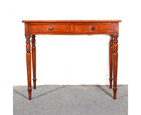Victorian mahogany sidetable, by W. &amp; C. Wilkinson, Ludgate Hill, No.4338, rectangular top, two frieze drawers, turned an
