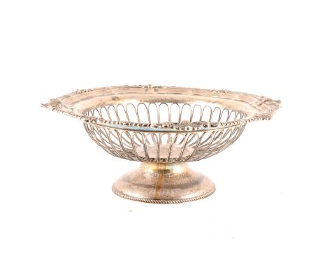 A silver centre bowl by Harrison Brothers &amp; Howson (George Howson), pierced bowl with shell and gadrooned border, circula