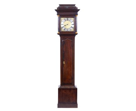 Thomas Eayre, Kettering George II oak longcase clock, square brass dial with single hand, signed Thos Eayre Kettering to the 