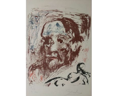 Salvador DALI (1904-1989) , "Freud" (1973), Farblithographie, Ed. 98 / 1000, 78 x 62 cm, sign. u.re., leicht gedunkelt, leich