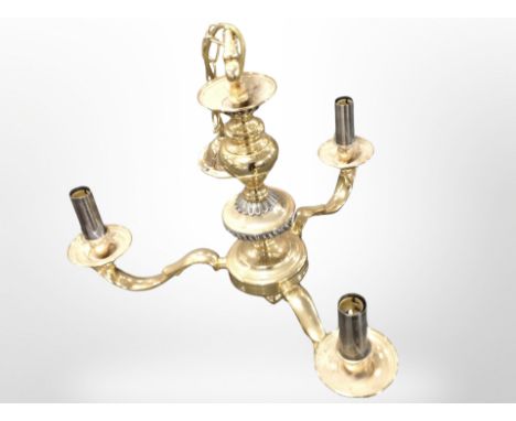 An ornate brass pendant light fitting, height 45cm.