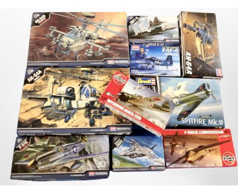 A group of Airfix and Academy aircraft scale modelling kits.