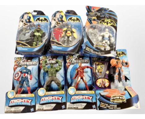  group of Mattel and Hasbro Marvel and DC action figures including The Avengers and Batman.