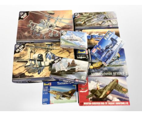 A group of Revell, Airfix and other aircraft scale modelling kits.