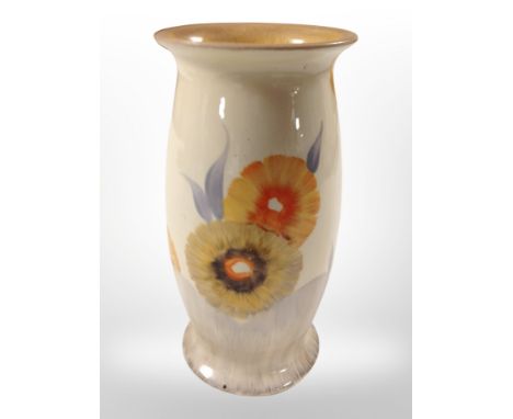 A Clarice Cliff Bizarre flared vase made by Wilkinson Ltd, height 15cm.