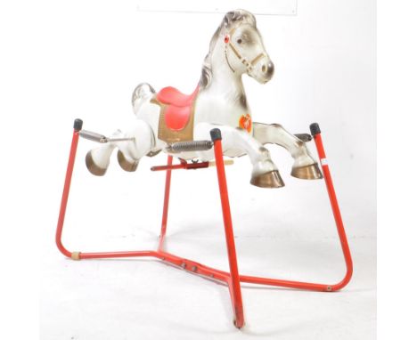 Mobo Prairie King 1960s vintage metal Rocking Horse toy made in England by D. Sebel &amp; Co Ltd. Featuring a metal body in a