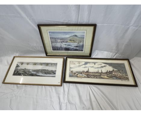 Two framed and glazed prints along with a signed limited edition etching. Largest H.33 W.45cm.