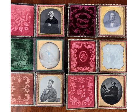 Six early portrait photographs in cases 
H.9 W.8cm