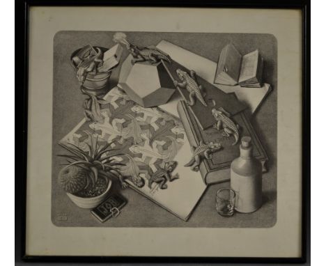 After Maurits Cornelis Escher (1898 - 1972), Reptiles, lithograph, 48.5cm x 53.5cm 