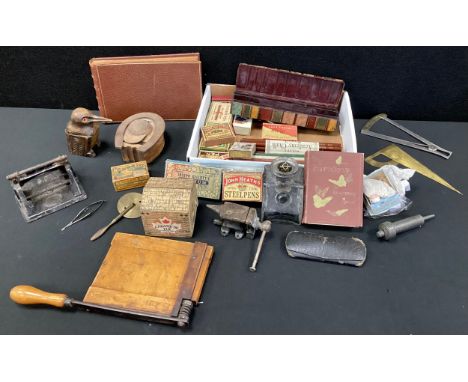Boxes and objects - Stylophile, writing, and drawing interest - a late 19th / early 20th century carved treen inkwell as a se