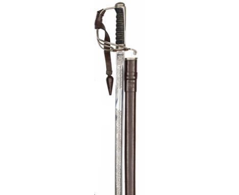 An ERII officer’s sword of the R Army Service Corps, almost straight fullered blade 33½”, by Wilkinson, no 95464 on backstrap