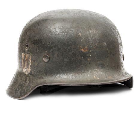 A good Third Reich Waffen SS M40 double decal steel helmet,  the dark grey finish with first type SS and national decals, wit