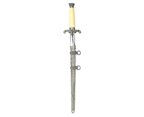 A Third Reich army officer’s dagger,  by W K C Solingen, white ivorine composition grip, plain blade bearing virtually all or