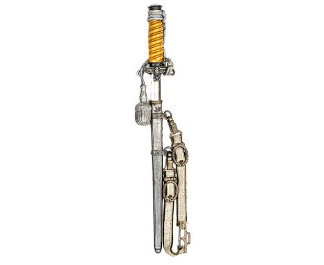 A Third Reich army officer’s dagger,  by E and F Horster, Solingen, yellow composition grip, blade retains all original polis