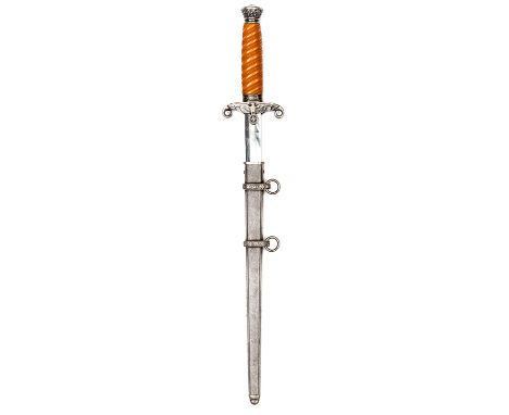 A Third Reich army officer’s dagger,  by Paul Weyersberg & Co, Solingen, the hilt with silver plated mounts and dark orange g