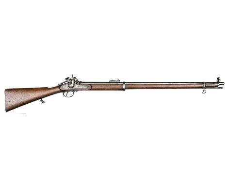 A .45” Enfield type 2 band percussion target rifle,  49” overall, the barrel 33” with conventional military pattern ladder re