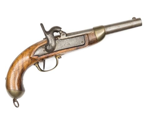 A Belgian 14 bore percussion holster pistol made by Beuret Freres for the Swiss army, 14½” overall, barrel 8”, with short oct